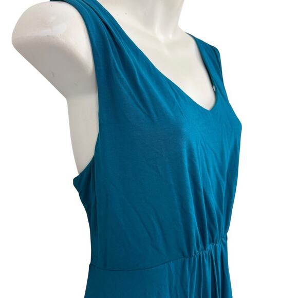 Coldwater Creek Teal Blue Jersey Knit Sleeveless Maxi Dress V-Neck Stretch sz M - Picture 4 of 16